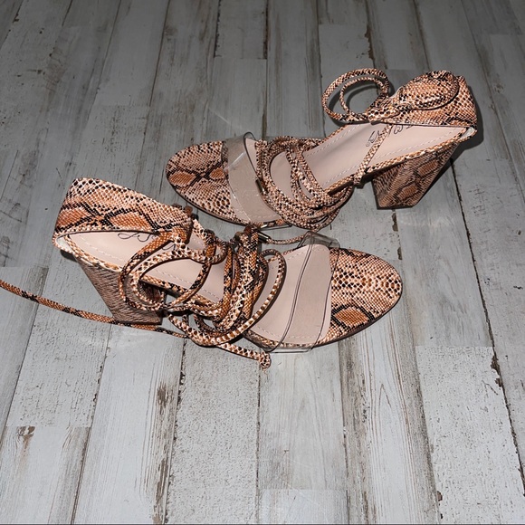 JSUN7 Tie Strap Summer Chunky Block Heel - Picture 4 of 10